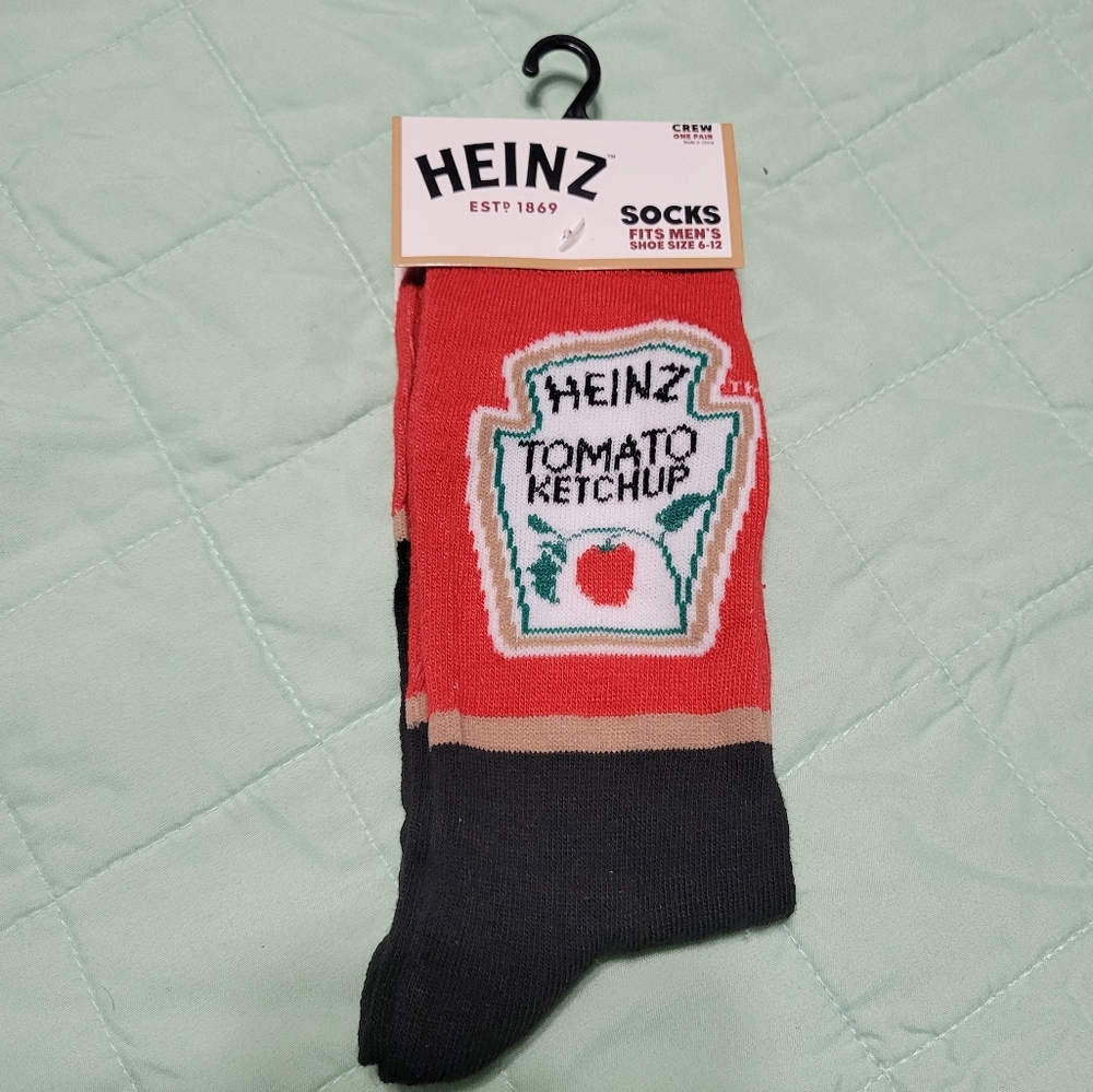 Heinz Tomato Ketchup Novelty Dress Socks Heinz Ketchup Lover socks  NEW